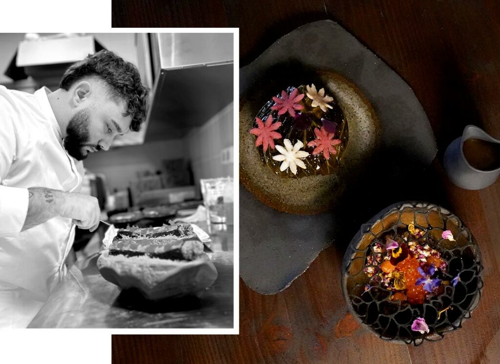 Chef préparant un plat gastronomique au restaurant à Périgueux